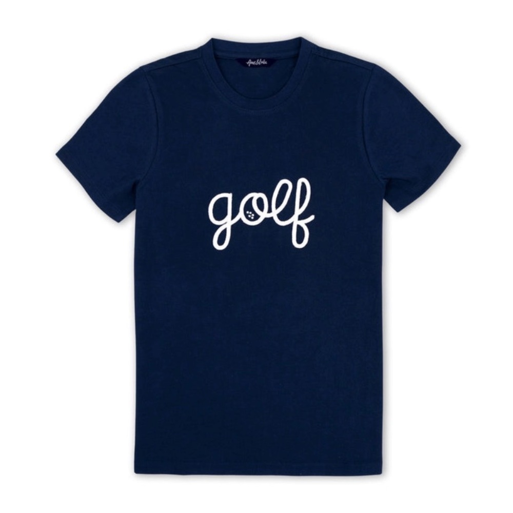 Ame & Lulu Women's Sporty Love T-Shirt - Golf Stitched Navy